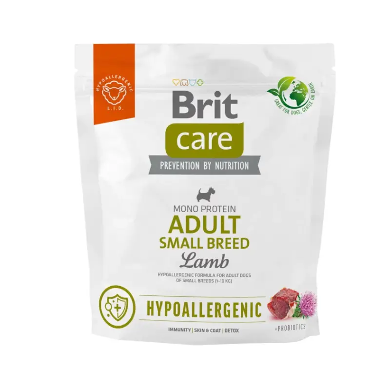 Brit_Care Hipoallergén kistestű felnőttkutya száraztáp bárány ízesítéssel 1 kg