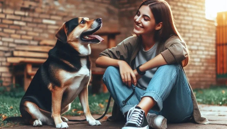 kutya női gazdájával testbeszéd közben